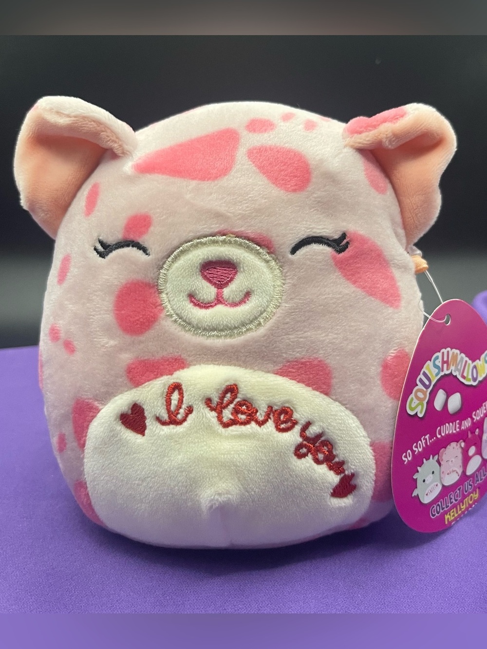 NW Squishmallows Laurie the Cheetah 5” Valentines Plush “I love You” by Kellytoy